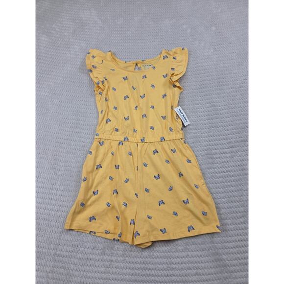 Old Navy Other - Old Navy Romper Girls Small 6/7 Yellow Blue Butterflies New